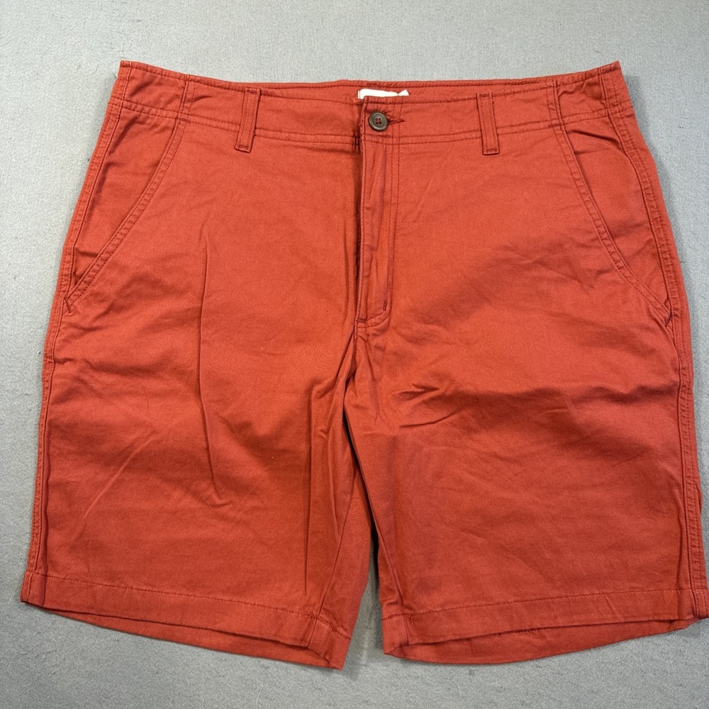 TRUE CRAFT Chino Shorts Men's Size 36 x 7 Red Flat Front Preppy Summer Holiday